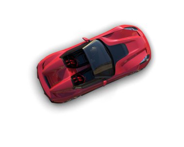 Beyaz zemin üzerinde izole edilmiş 3D resimleme spor araba