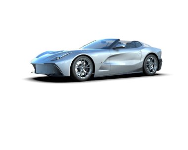 Beyaz zemin üzerinde izole edilmiş 3D resimleme spor araba