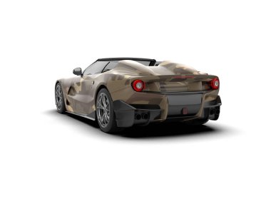 Beyaz zemin üzerinde izole edilmiş 3D resimleme spor araba