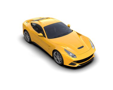 Beyaz zemin üzerinde izole edilmiş 3D resimleme spor araba