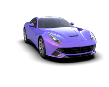 Beyaz zemin üzerinde izole edilmiş 3D resimleme spor araba