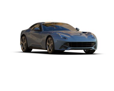 Beyaz zemin üzerinde izole edilmiş 3D resimleme spor araba