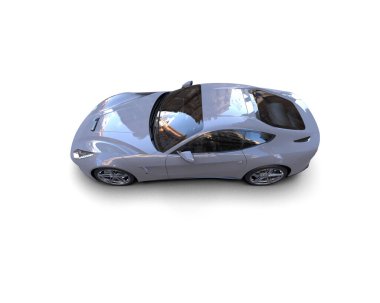 Beyaz zemin üzerinde izole edilmiş 3D resimleme spor araba