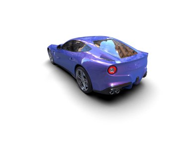 Beyaz zemin üzerinde izole edilmiş 3D resimleme spor araba