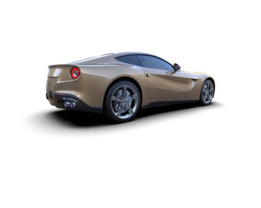 Beyaz arka planda izole edilmiş bir spor araba. 3d oluşturma 