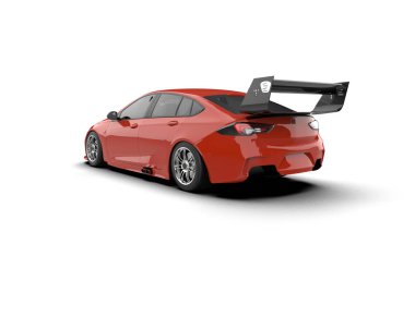 Beyaz arka planda izole edilmiş bir spor araba. 3d oluşturma 