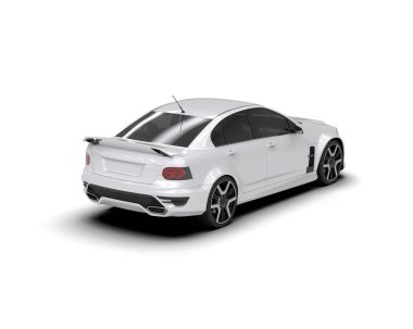 Beyaz arka planda izole edilmiş bir spor araba. 3d oluşturma 