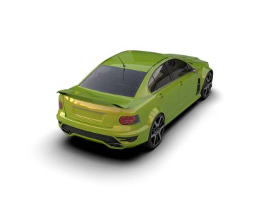 Beyaz arka planda izole edilmiş bir spor araba. 3d oluşturma 