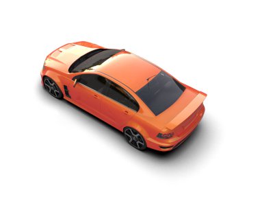 Beyaz arka planda izole edilmiş bir spor araba. 3d oluşturma 