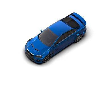 Beyaz arka planda izole edilmiş bir spor araba. 3d oluşturma 