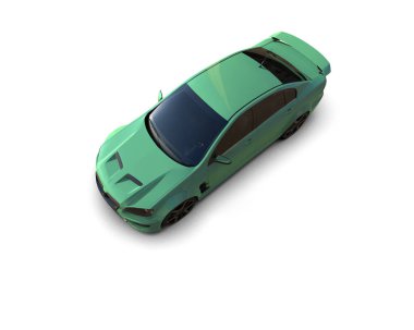 Beyaz arka planda izole edilmiş bir spor araba. 3d oluşturma 