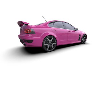 Beyaz arka planda izole edilmiş bir spor araba. 3d oluşturma 