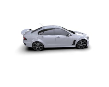 Beyaz arka planda izole edilmiş bir spor araba. 3d oluşturma 