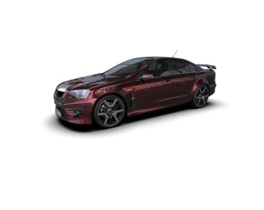 Beyaz arka planda izole edilmiş bir spor araba. 3d oluşturma 