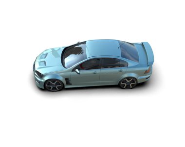 Beyaz arka planda izole edilmiş bir spor araba. 3d oluşturma 