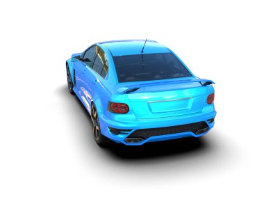Beyaz arka planda izole edilmiş bir spor araba. 3d oluşturma 