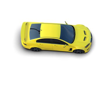 Beyaz arka planda izole edilmiş bir spor araba. 3d oluşturma 