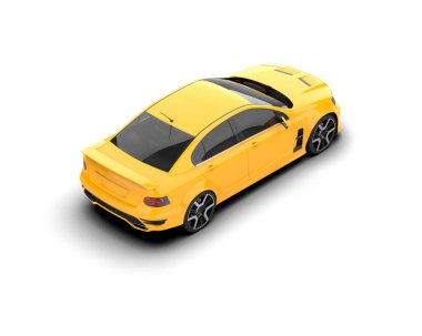 Beyaz arka planda izole edilmiş bir spor araba. 3d oluşturma 