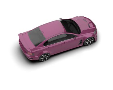 Beyaz arka planda izole edilmiş bir spor araba. 3d oluşturma 