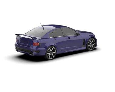 Beyaz arka planda izole edilmiş bir spor araba. 3d oluşturma 