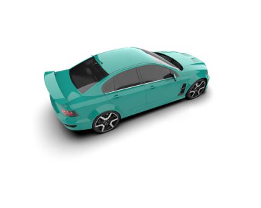 Beyaz arka planda izole edilmiş bir spor araba. 3d oluşturma 