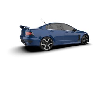 Beyaz arka planda izole edilmiş bir spor araba. 3d oluşturma 