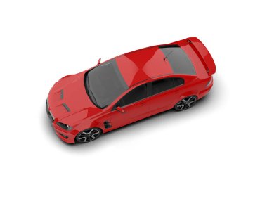 Beyaz arka planda izole edilmiş bir spor araba. 3d oluşturma 
