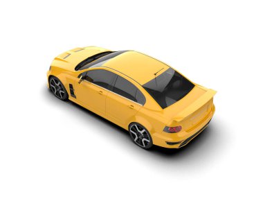 Beyaz arka planda izole edilmiş bir spor araba. 3d oluşturma 