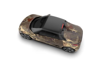 Beyaz zemin üzerinde izole edilmiş 3D resimleme spor araba