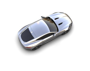 Beyaz zemin üzerinde izole edilmiş 3D resimleme spor araba