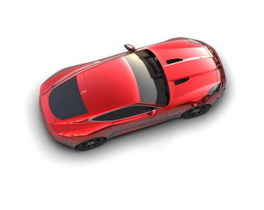 Beyaz zemin üzerinde izole edilmiş 3D resimleme spor araba