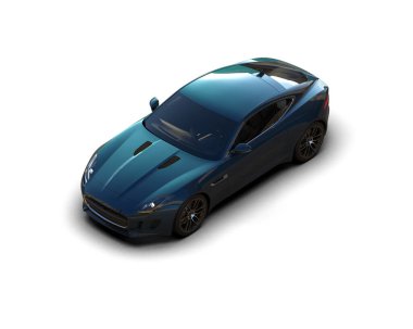 Beyaz zemin üzerinde izole edilmiş 3D resimleme spor araba