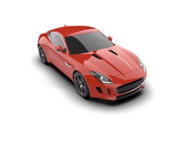 Beyaz arka planda izole edilmiş bir spor araba. 3d oluşturma 