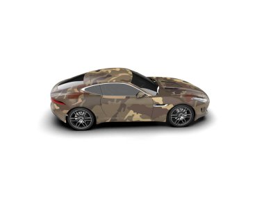 Beyaz arka planda izole edilmiş bir spor araba. 3d oluşturma 
