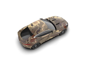 Beyaz arka planda izole edilmiş bir spor araba. 3d oluşturma 