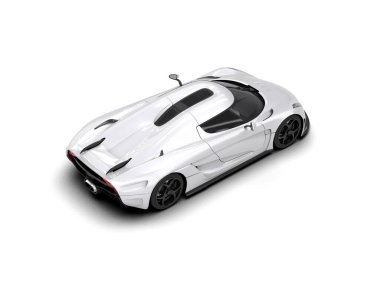 Beyaz zemin üzerinde izole edilmiş 3D resimleme spor araba