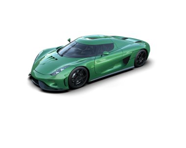 Beyaz zemin üzerinde izole edilmiş 3D resimleme spor araba