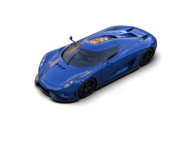 Beyaz zemin üzerinde izole edilmiş 3D resimleme spor araba