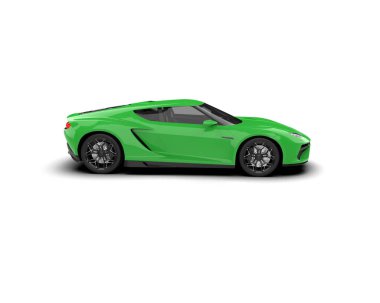 3D görüntüleme, beyaz arkaplanda izole edilmiş spor araba illüstrasyonu