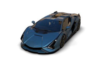 3D görüntüleme, beyaz arkaplanda izole edilmiş spor araba 