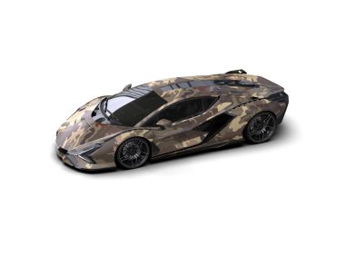 3D görüntüleme, beyaz arkaplanda izole edilmiş spor araba 