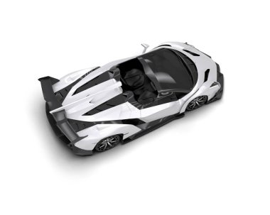 3D görüntüleme, beyaz arkaplanda izole edilmiş spor araba 