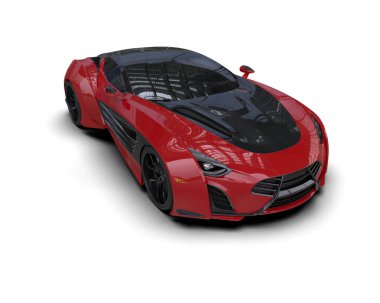 Beyaz zemin üzerinde izole edilmiş 3D resimleme spor araba