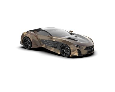 Beyaz zemin üzerinde izole edilmiş 3D resimleme spor araba