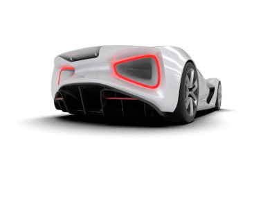 Beyaz zemin üzerinde izole edilmiş 3D resimleme spor araba