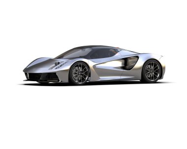 Beyaz zemin üzerinde izole edilmiş 3D resimleme spor araba