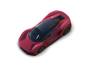 Beyaz zemin üzerinde izole edilmiş 3D resimleme spor araba