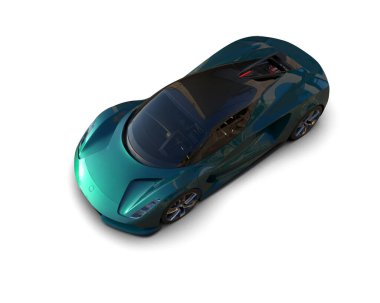 Beyaz zemin üzerinde izole edilmiş 3D resimleme spor araba