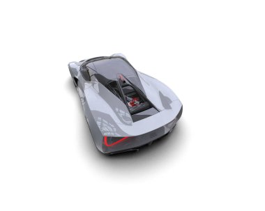 Beyaz arka planda izole edilmiş 3D kamuflaj spor araba çizimi