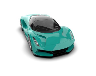 Beyaz arka planda izole edilmiş 3D kamuflaj spor araba çizimi
